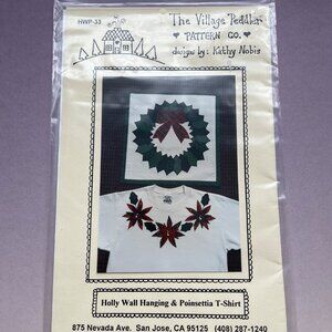Holly Wall Hanging & Poinssettia Tshirt Applique Sewing Diagram